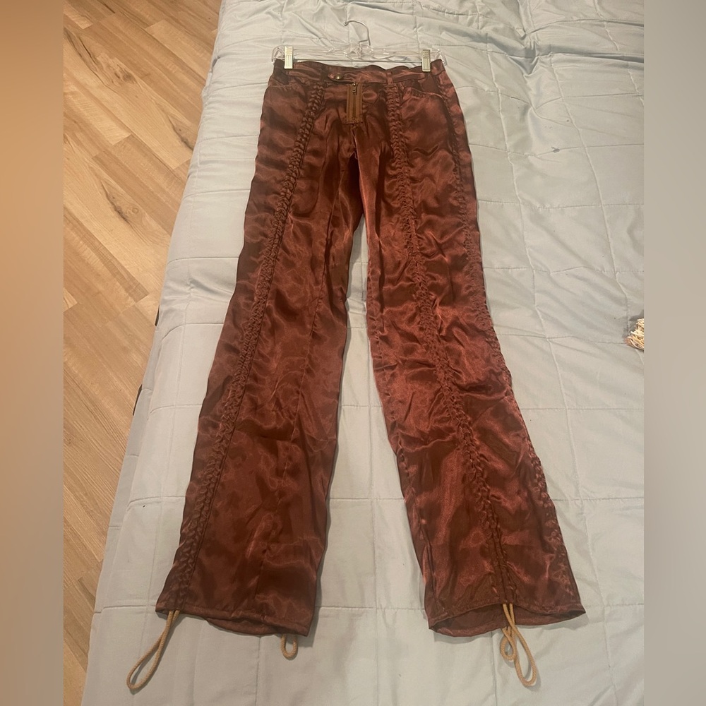 Riley Chocolate Brown Satin Pants Sz SM. New with tags!!
